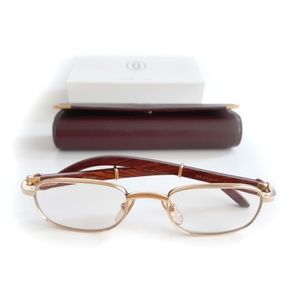 Authemtoc Cartier Sunglasses Bubinga wood/Gold